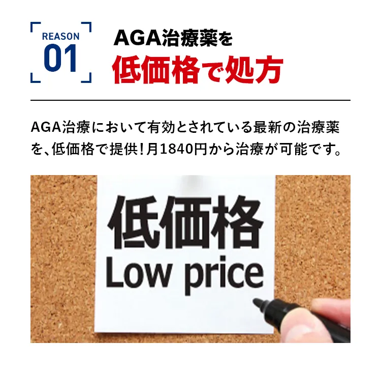 AGA治療薬を低価格で処方