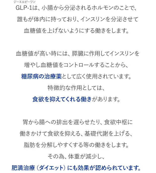 GLP-1は、小腸から～
