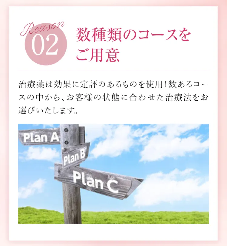 数種類のコースをご用意