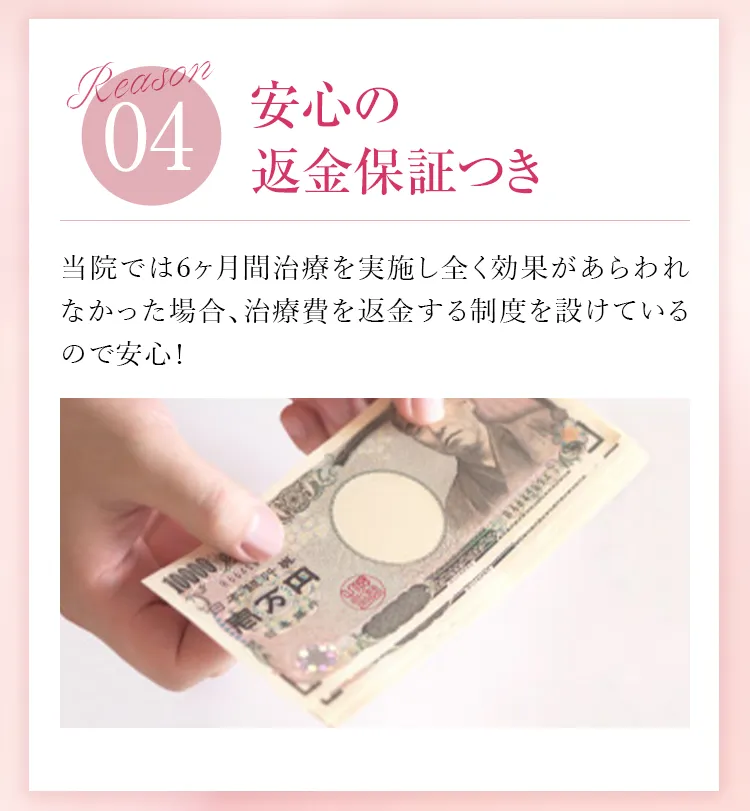 安心の返金保証つき