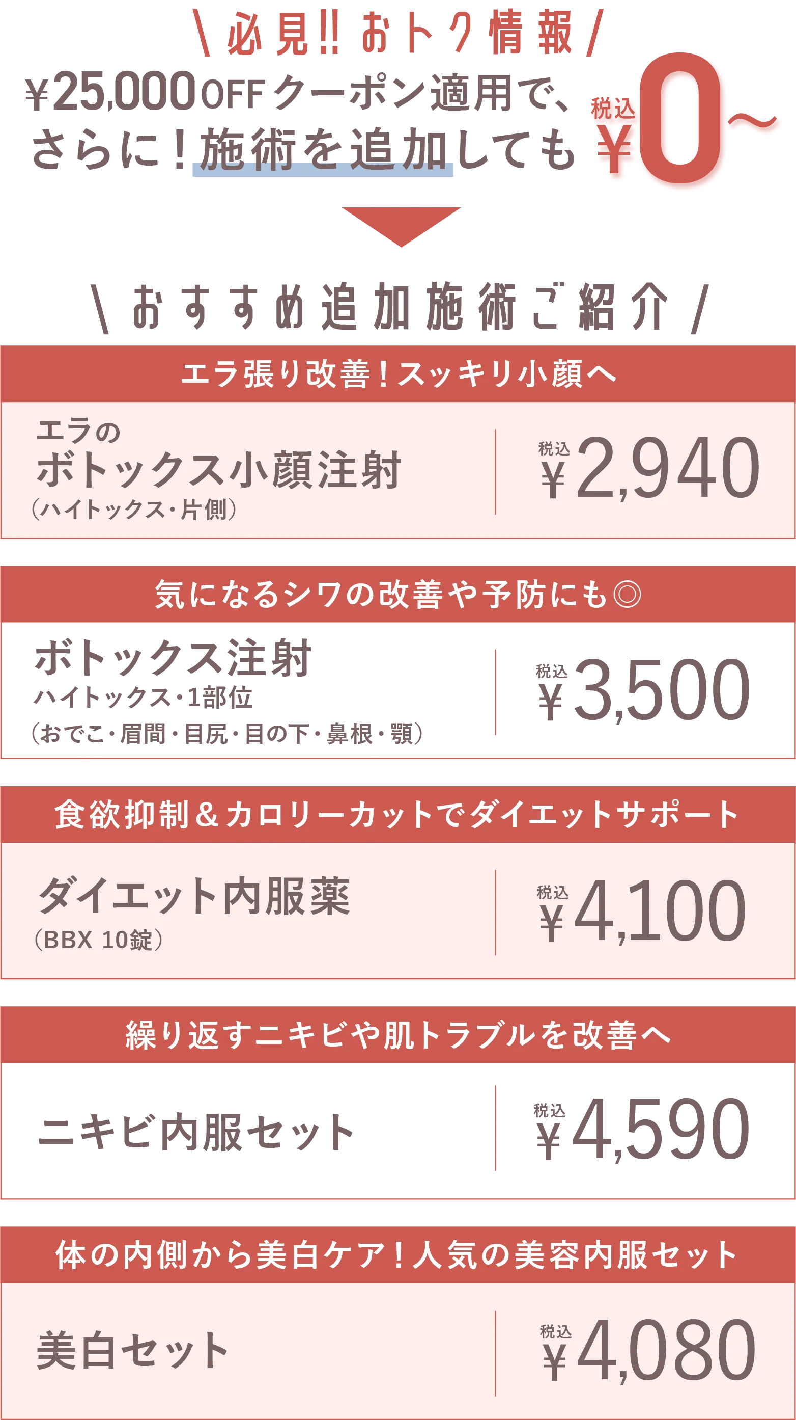 追加料金表