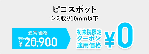 ピコスポットシミ取り10mm以下初来院限定クーポン適用価格¥0