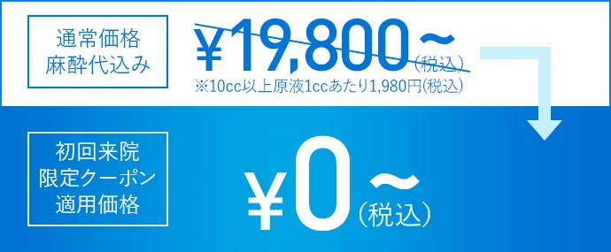 脂肪溶解注射 初回限定クーポン適用価格 0円（税込）～