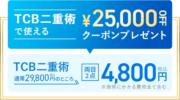 TCB二重術で使える25,000OFFクーポンプレゼント