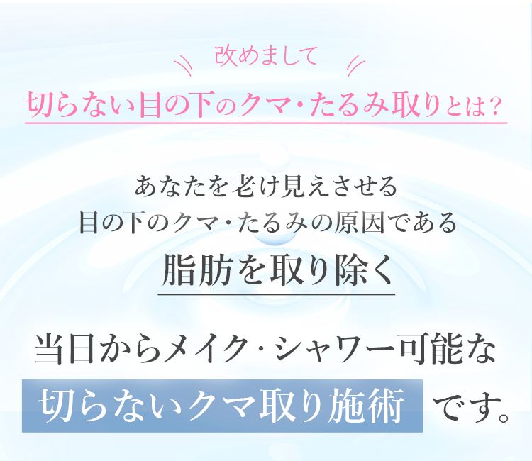 切らない目の下のクマ・たるみ取りとは?