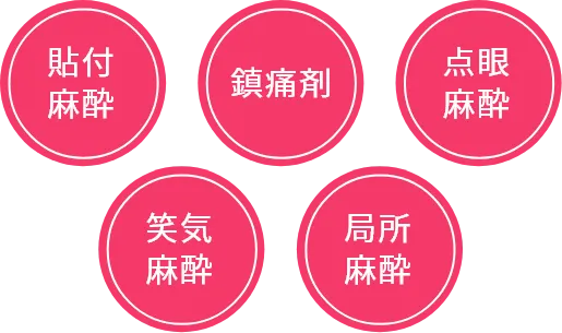 貼付麻酔 鎮痛剤 点眼麻酔 笑気麻酔 局所麻酔