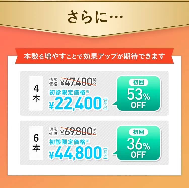 さらに本数を増やすことで効果アップが期待できます