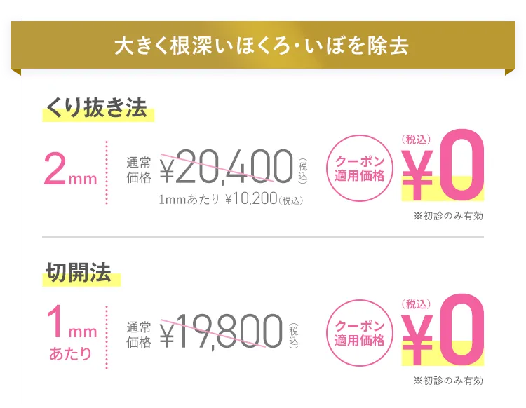大きく根深いほくろ・いぼを除去