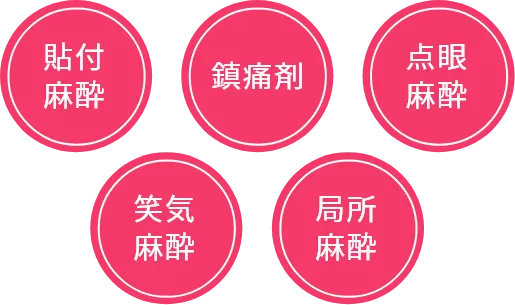 貼付麻酔 鎮痛剤 点眼麻酔 笑気麻酔 局所麻酔