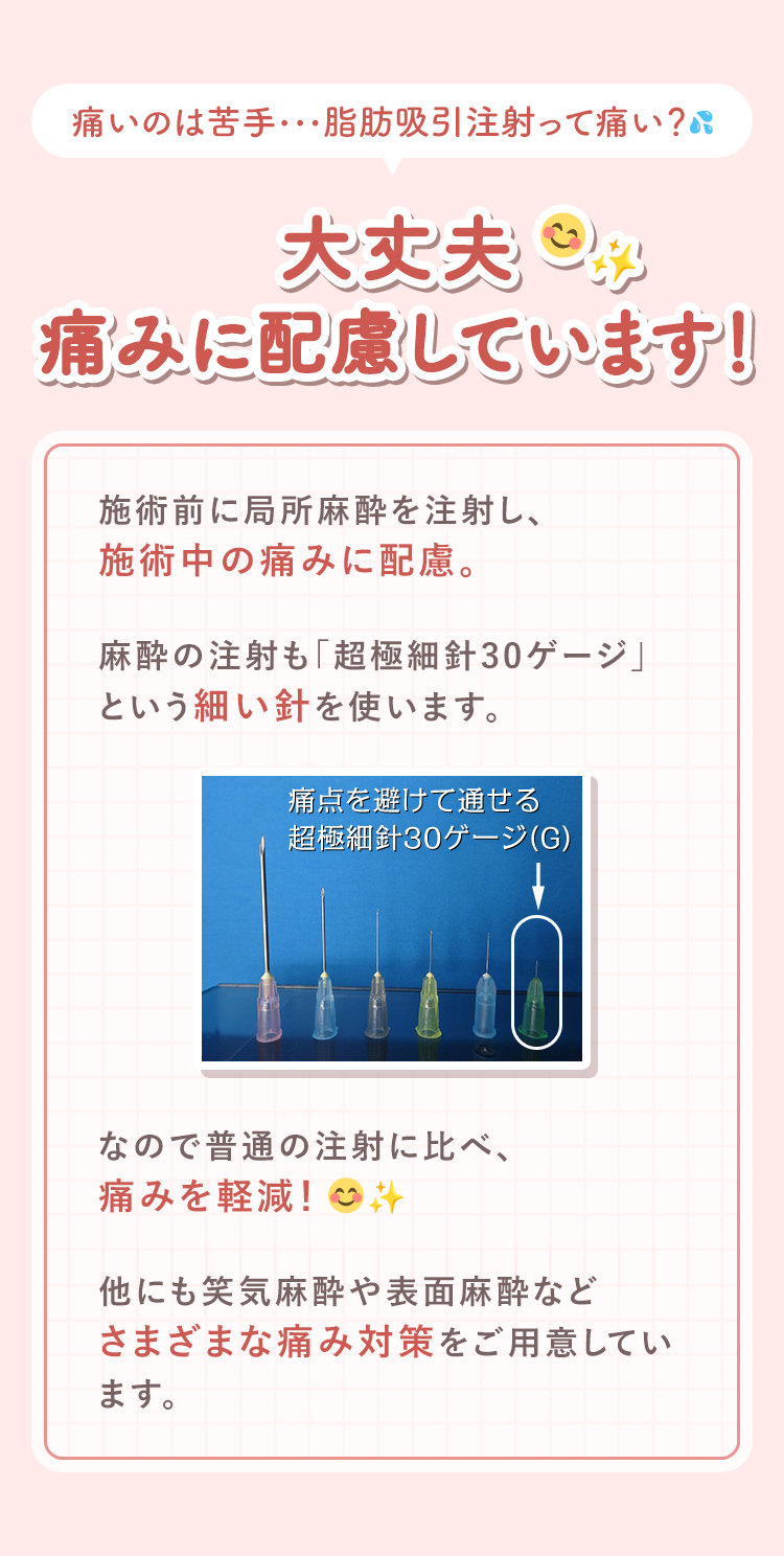 大丈夫、痛みに配慮しています!