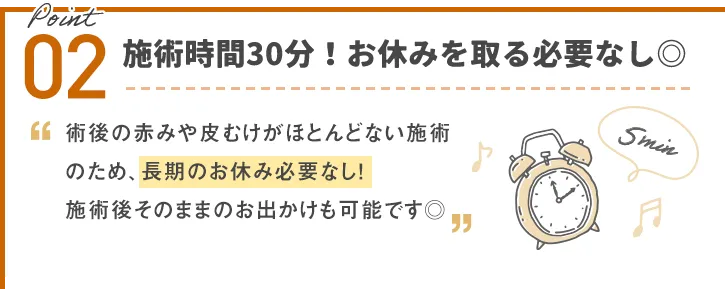 施術時間30分！お休みを取る必要なし◎