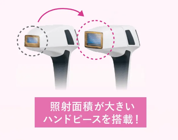 照射面積が大きいハンドピースを搭載!