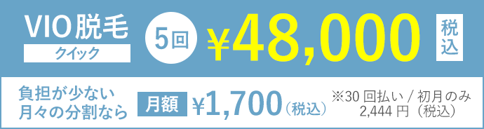VIO脱毛クイック5回48,000円(税込)