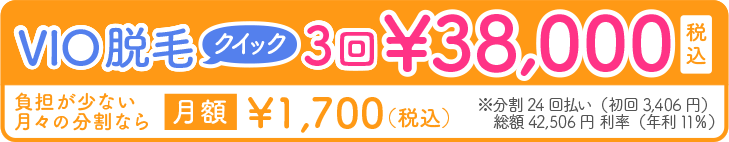 VIO脱毛クイック3回38,000円